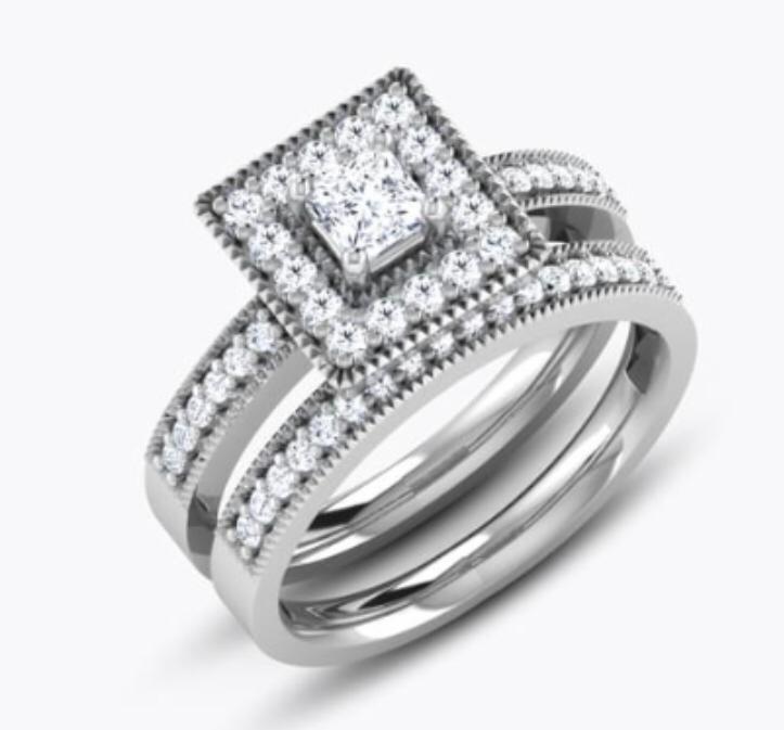 Princess Cut Diamond Wedding Ring Set