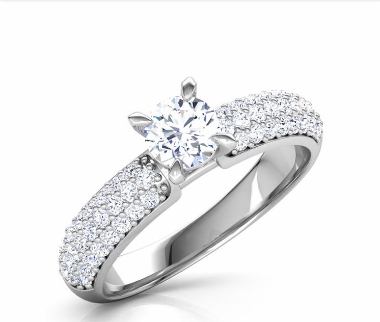 Platinum Pave Diamond Solitaire Ring