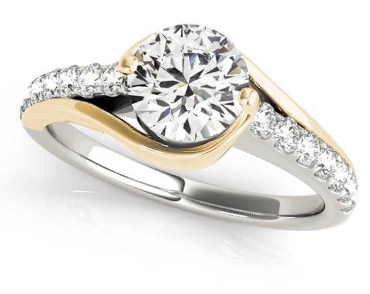 Two-Tone Bypass Diamond Solitaire Ring for Women