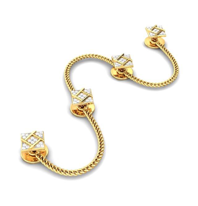 Elegant Gold Chain Diamond Cufflinks Set