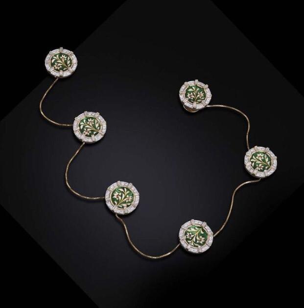 Emerald Floral Chain Cufflinks