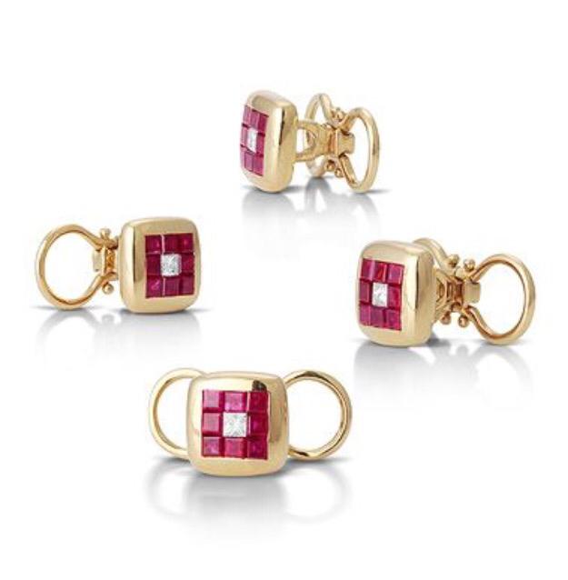 Ruby Mosaic Gold Cufflinks
