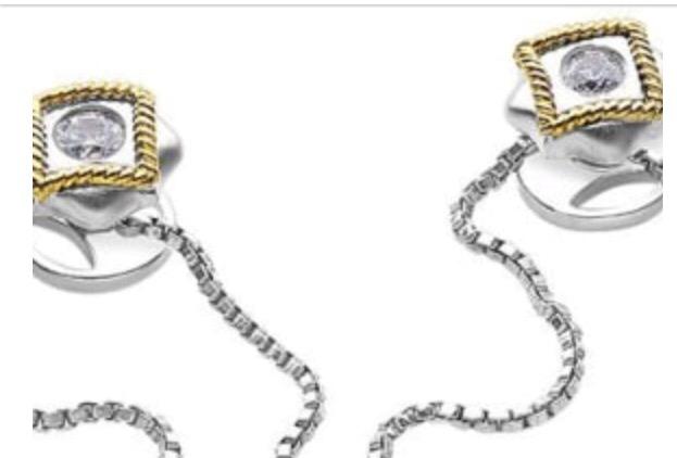 Two-Tone Square Diamond Chain Cufflinks