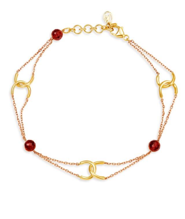Delicate Ruby Gold Chain Bracelet