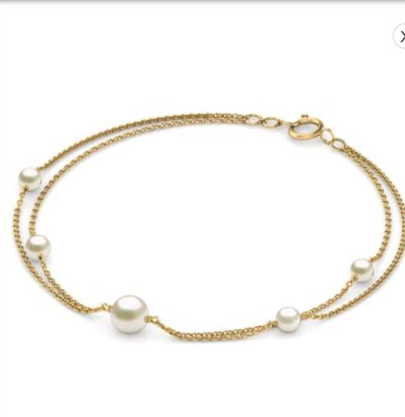 Gold Pearl Station Bracelet