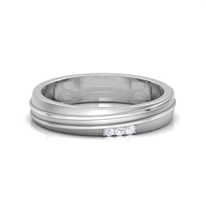 Men's Diamond Wedding Ring - Contemporary Silver Band