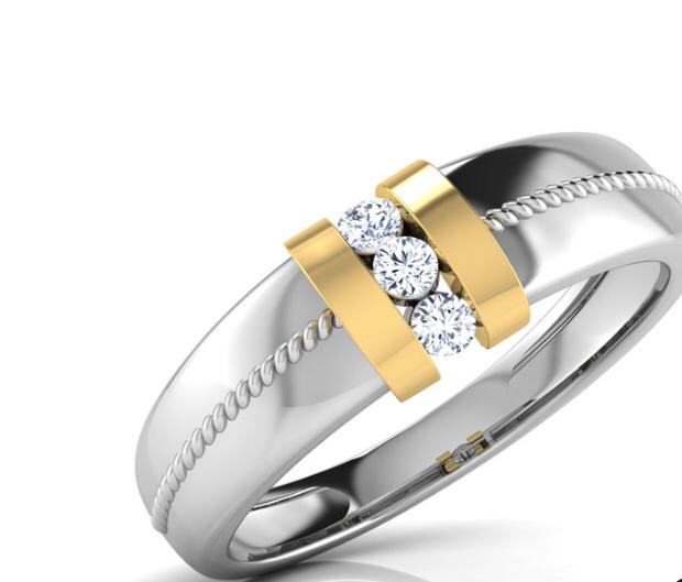 Men's Two-Tone Diamond Ring with Gold and Silver Accents