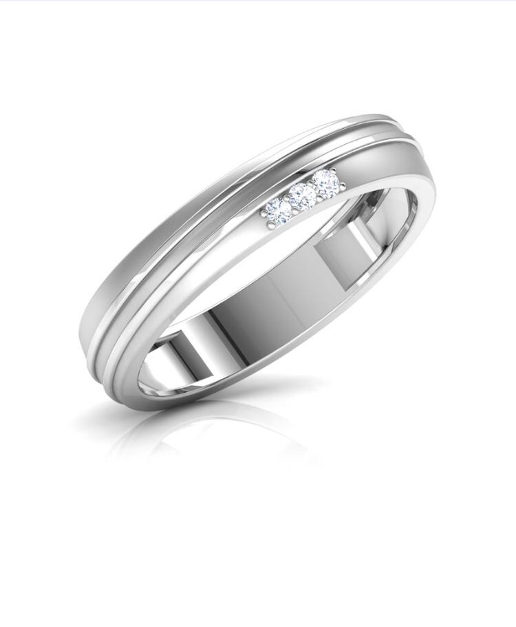 Men's Diamond Wedding Ring - Contemporary Silver Band