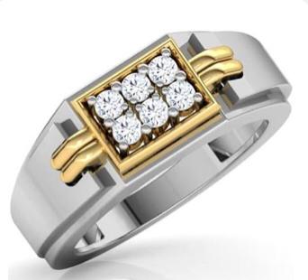 Two-Tone Diamond Cluster Men's Ring