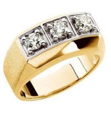 Gold Three-Stone Diamond Men's Ring