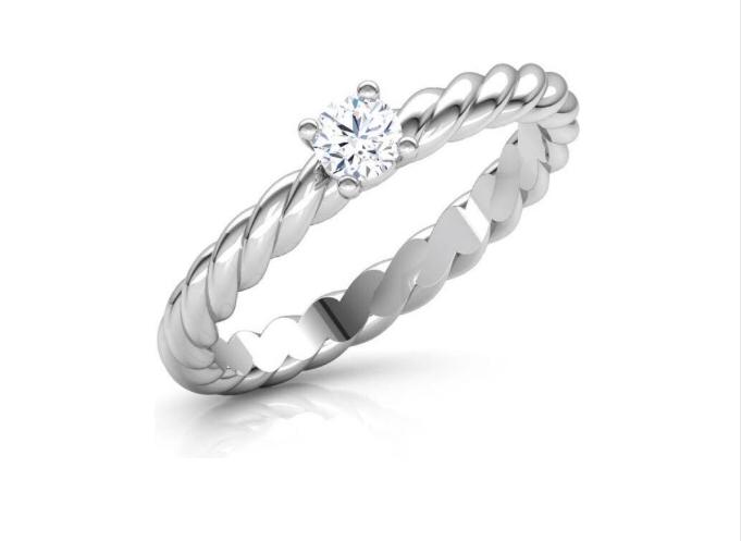 Twisted Band Diamond Solitaire Ring