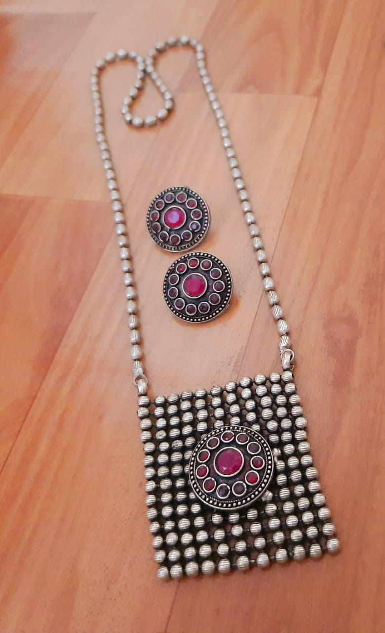 Antique Silver Medallion Jewelry Set