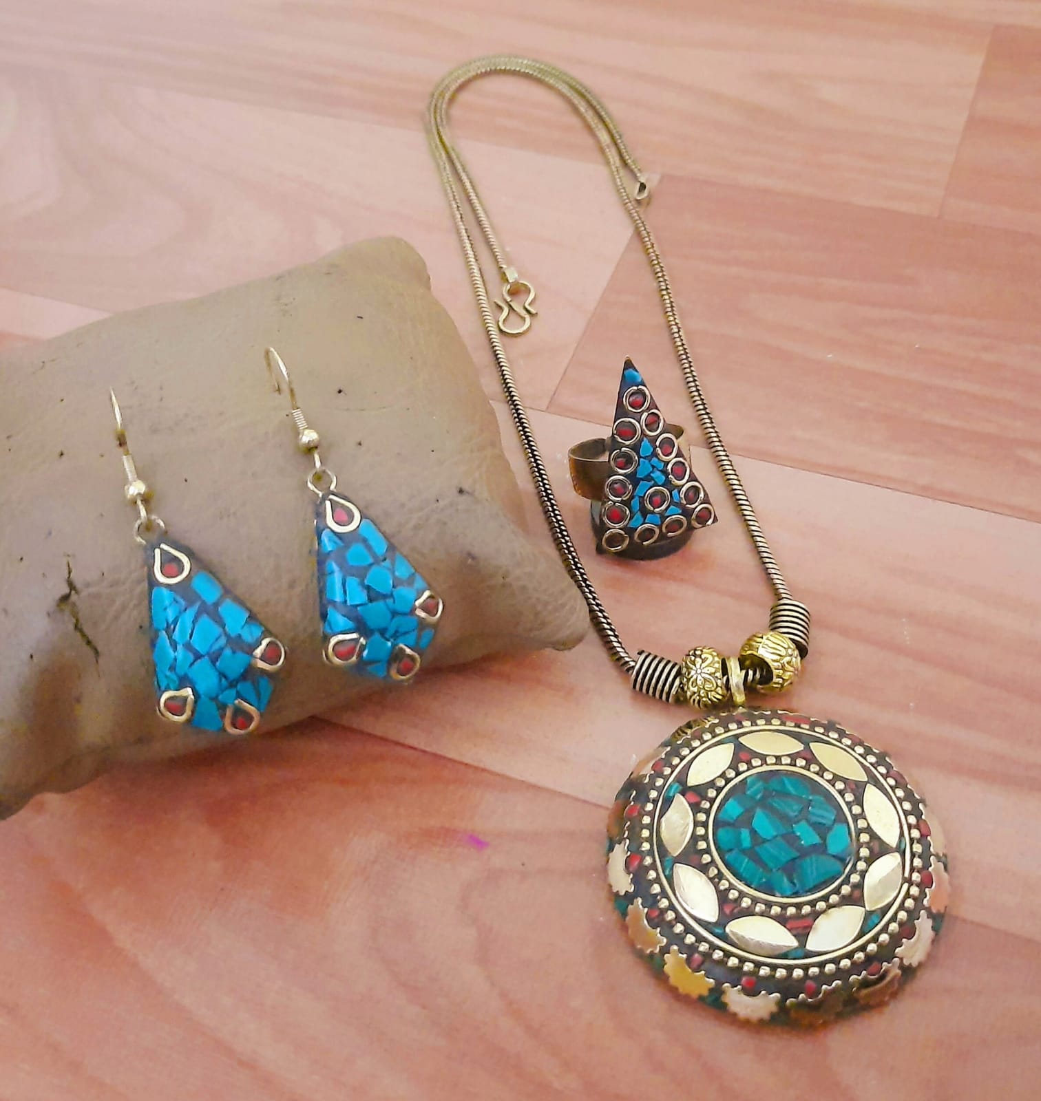 Royal Blue Mosaic Heritage Necklace Set