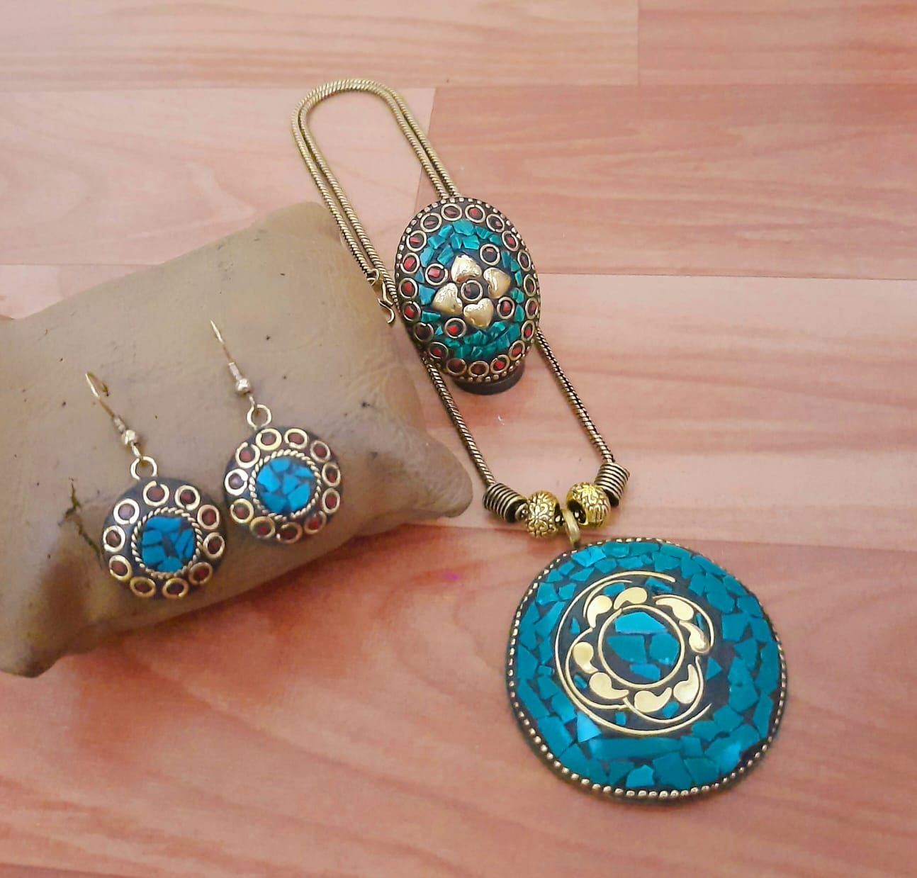 Turquoise Tibetan Style Complete Jewelry Set