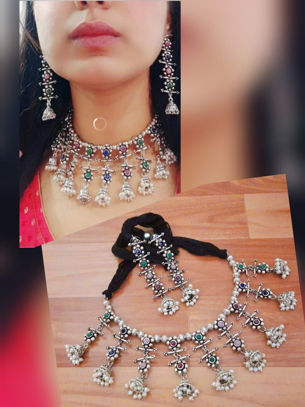 Traditional Kundan Choker Necklace Set with Jhumkas