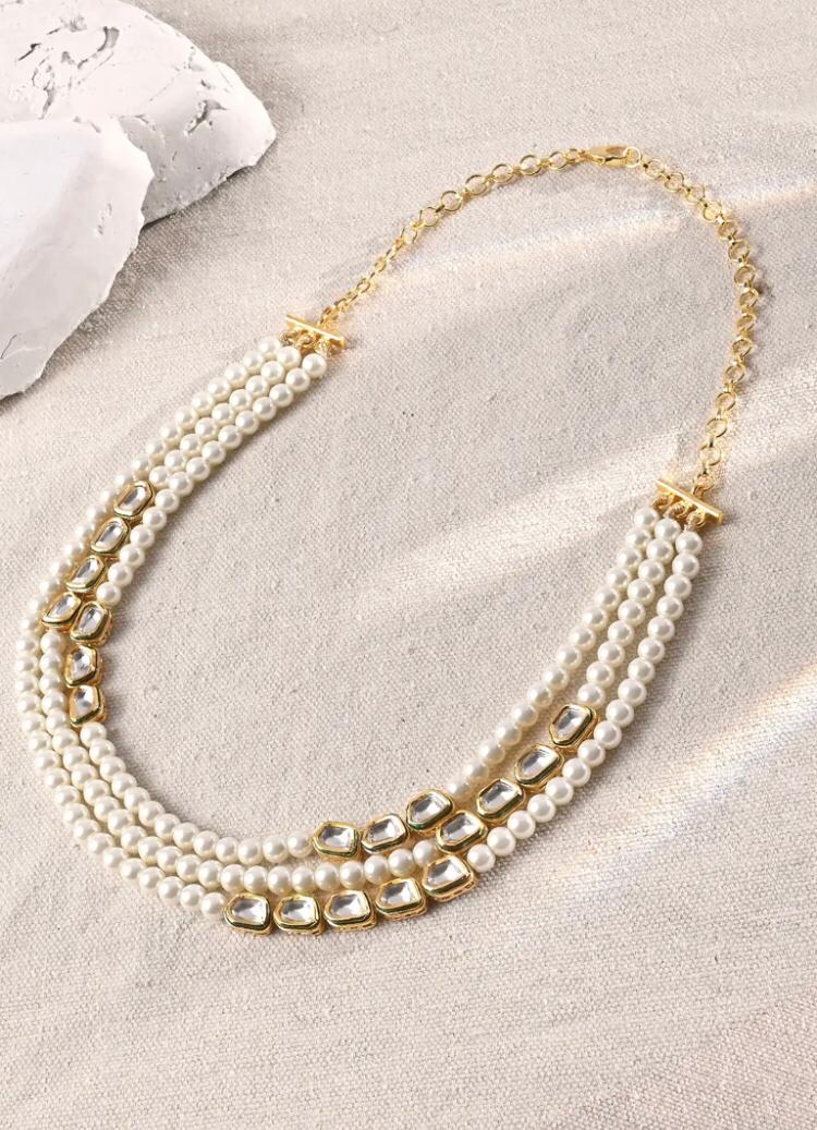 Royal Multi-Strand Pearl Kundan Necklace