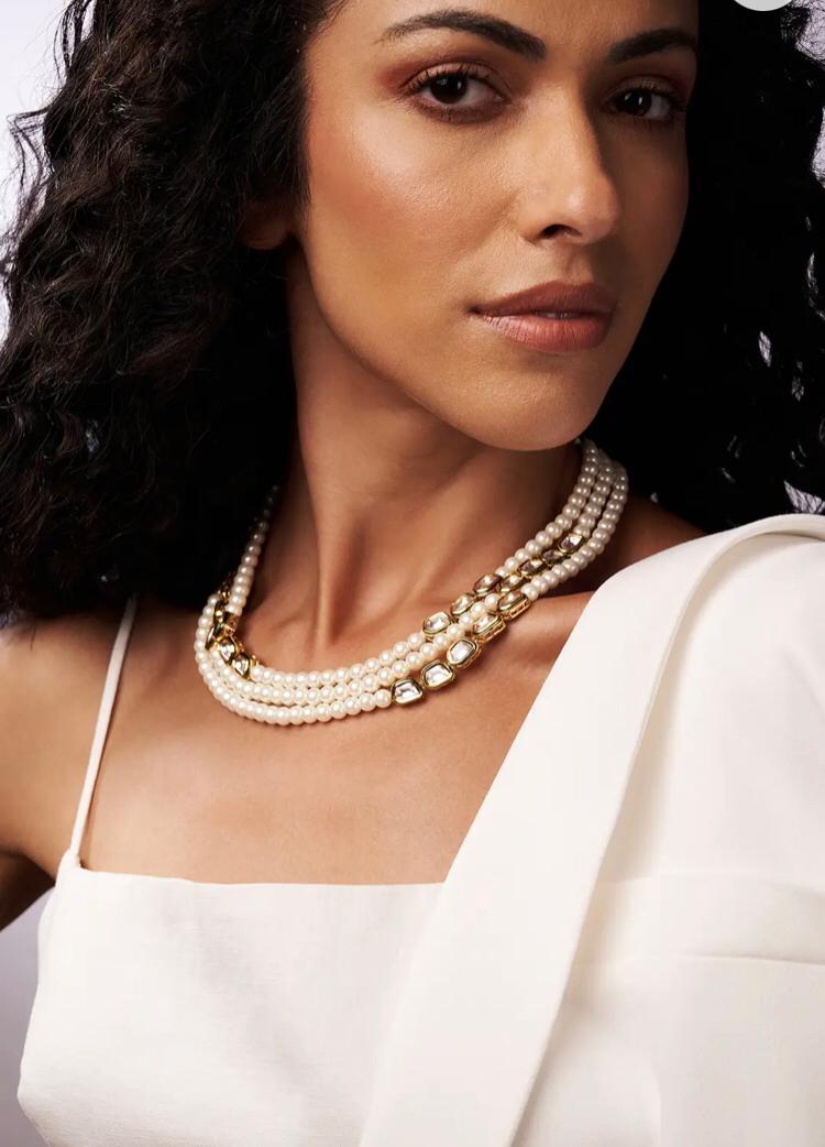 Royal Multi-Strand Pearl Kundan Necklace