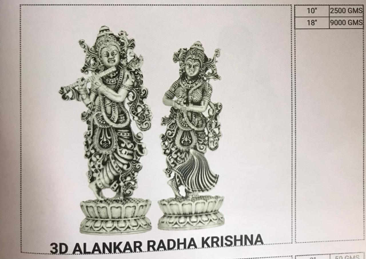 3D Alankar Radha Krishna - Premium Silver Plated Dancing Couple
