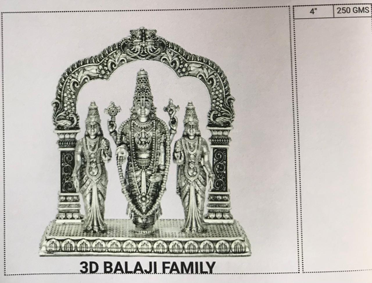 3D Balaji Family - Silver Plated Tirupati Temple Set