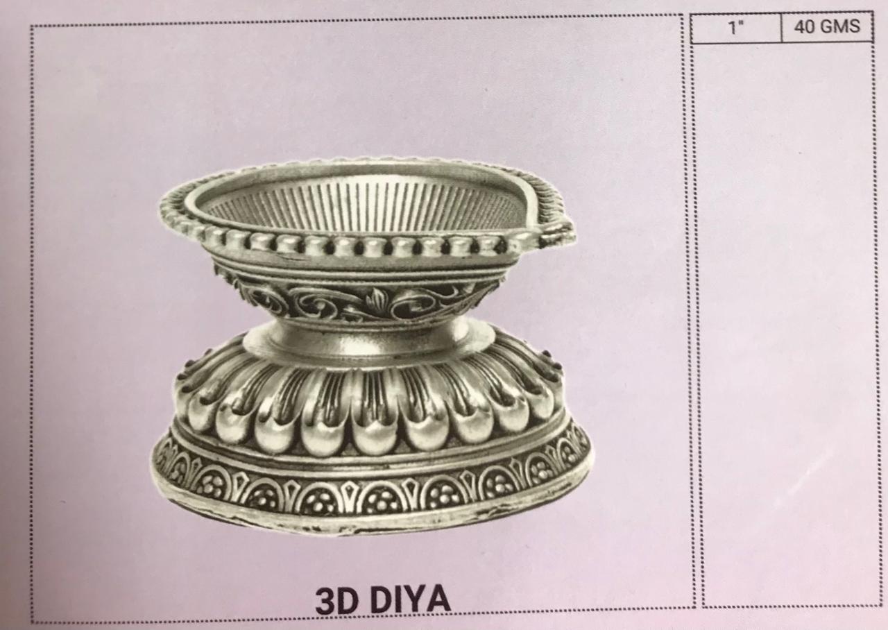 3D Diya - Traditional Silver Plated Oil Lamp